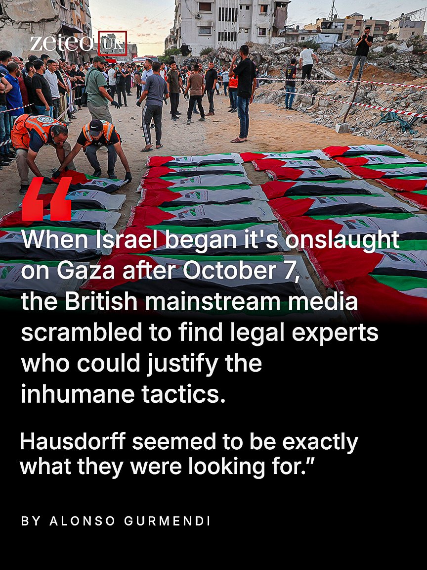 zeteouk's tweet photo. “She appeared to argue that the military advantage of preventing alleged stealing of aid by Hamas justified the starvation of civilians.”

@Alonso_GD debunks Natasha Hausdorff’s arguments on Gaza and asks why UK media treated the pro-Israel advocate as a neutral legal expert. https://t.co/3mTuTmjdmi