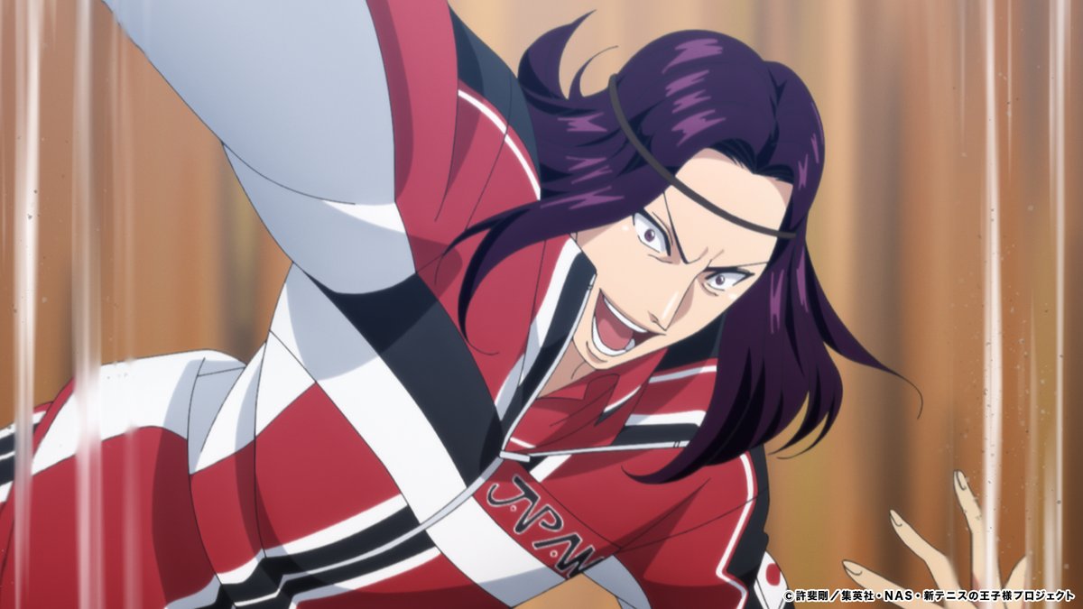 shintenianime's tweet photo. 【#決勝メンバー決定戦】
10/14(水)24時からテレ東他にて📡

3話「あきらめない男たち」

S3は入江が圧倒的な強さで勝ち上がり、コートでは第2試合、跡部vs忍足。
S2第2試合はリョーマvs千石。
一方、D2では種ヶ島＆白石ペアを相手に、丸井がまさかの「二刀流」を繰り出す――！

#テニプリ https://t.co/tkSHSpEc59