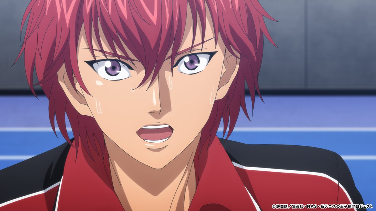 shintenianime's tweet photo. 【#決勝メンバー決定戦】
10/14(水)24時からテレ東他にて📡

3話「あきらめない男たち」

S3は入江が圧倒的な強さで勝ち上がり、コートでは第2試合、跡部vs忍足。
S2第2試合はリョーマvs千石。
一方、D2では種ヶ島＆白石ペアを相手に、丸井がまさかの「二刀流」を繰り出す――！

#テニプリ https://t.co/tkSHSpEc59