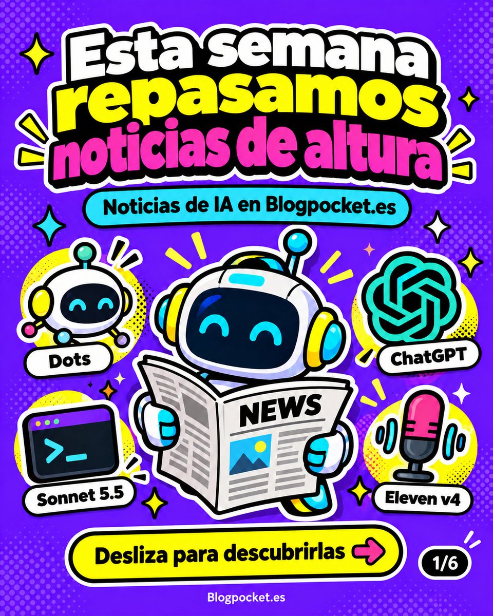 blogpocket's tweet photo. Llega la edición 36 de noticias de IA de Blogpocket.

OpenAI llena su DevDay con Dots, un agente que nunca descansa, y con el modelo GPT-6.1 Sol.

Lee todas las noticias: https://t.co/OTk5T1kTmu

#Noticias #AInews #IA https://t.co/fPxX918HqV