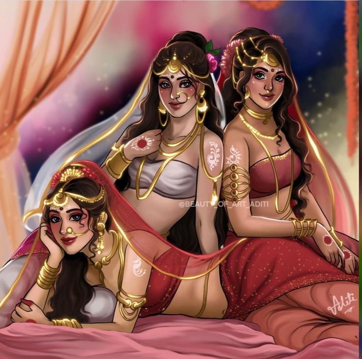RadhaDevi143's tweet photo. Kaisi lag rahi hai hum 3no Radha Devi, Sita Devi, Parvati Devi... https://t.co/dYUSDuI9RH