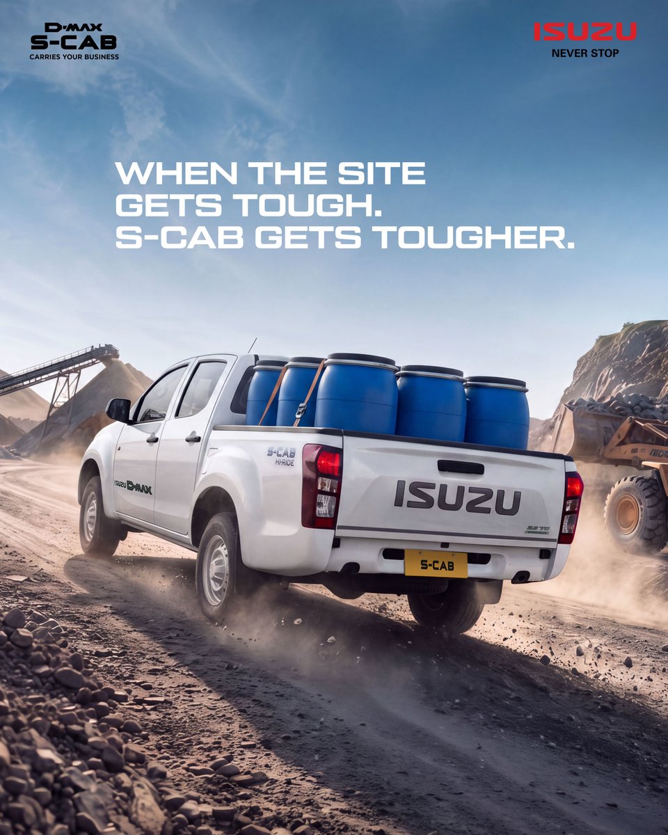 IsuzuIndia's tweet photo. From rough sites to long workdays, the ISUZU S-CAB is ready for whatever the job brings. Because when the going gets tough, your vehicle should be ready to take it on.
#IsuzuScab #HeavyDutyPerformance #BusinessGrowth #NeverStop https://t.co/7PNGSkCbyB