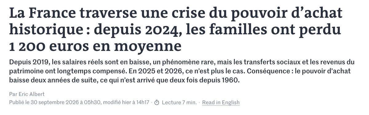StackinSat_FR's tweet photo. 🚨 En 1995, il fallait 24 minutes de travail pour acheter un Big Mac.

En 2026 : 36 minutes.

Quand la monnaie perd sa valeur, vous devez donner plus de votre TEMPS pour acheter la même chose.

Et le temps, lui, ne s’imprime PAS.

Notre vidéo sur le sujet : https://t.co/dz08Mll922