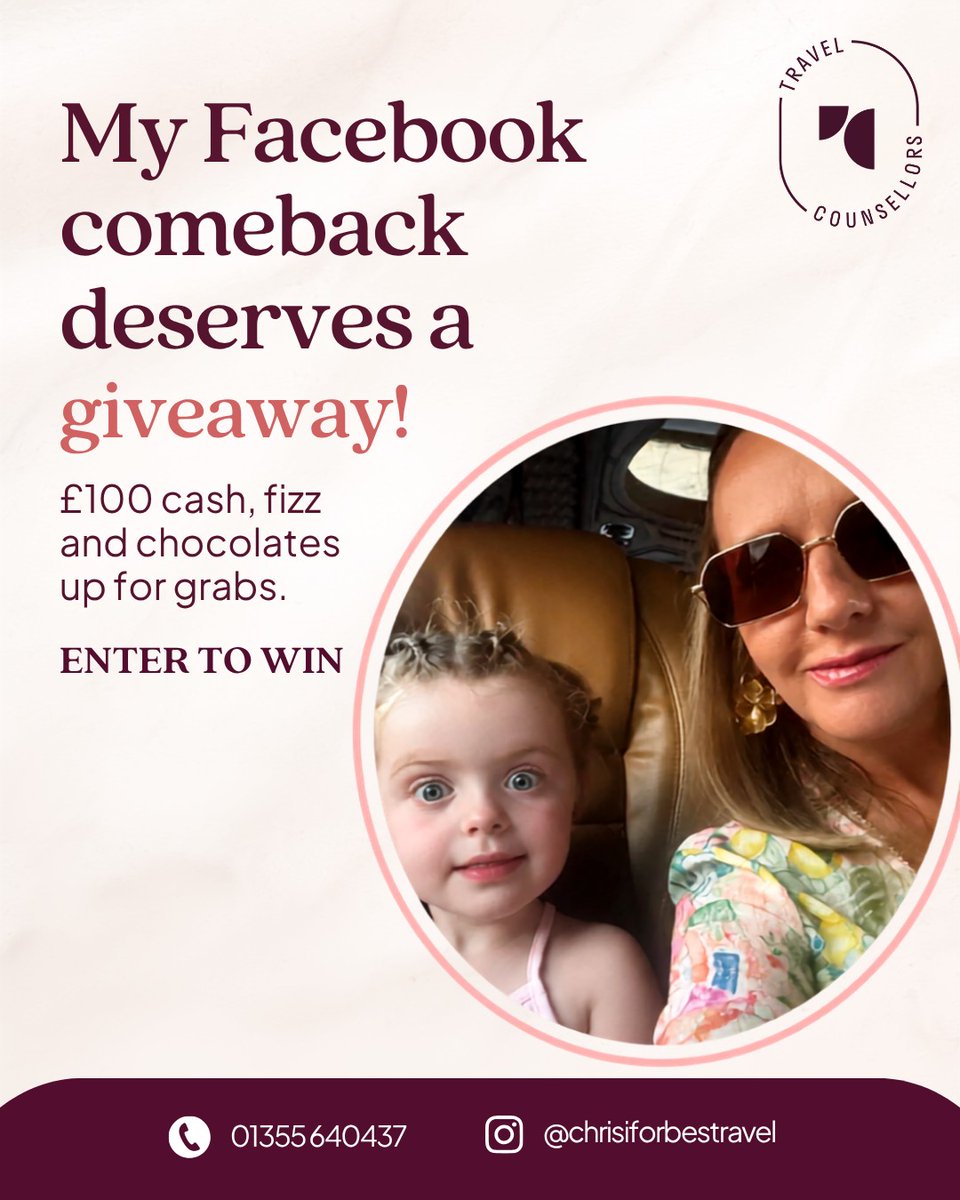 kikialcoi's tweet photo. After losing the Facebook page I spent 4½ years building, I’m rebuilding my travel community. Win £100 cash, a bottle of fizz and chocolates. To enter: like and follow, share to your Story and tag my page, then tag 3 friends. Winner drawn 30 https://t.co/17fz6egHxD