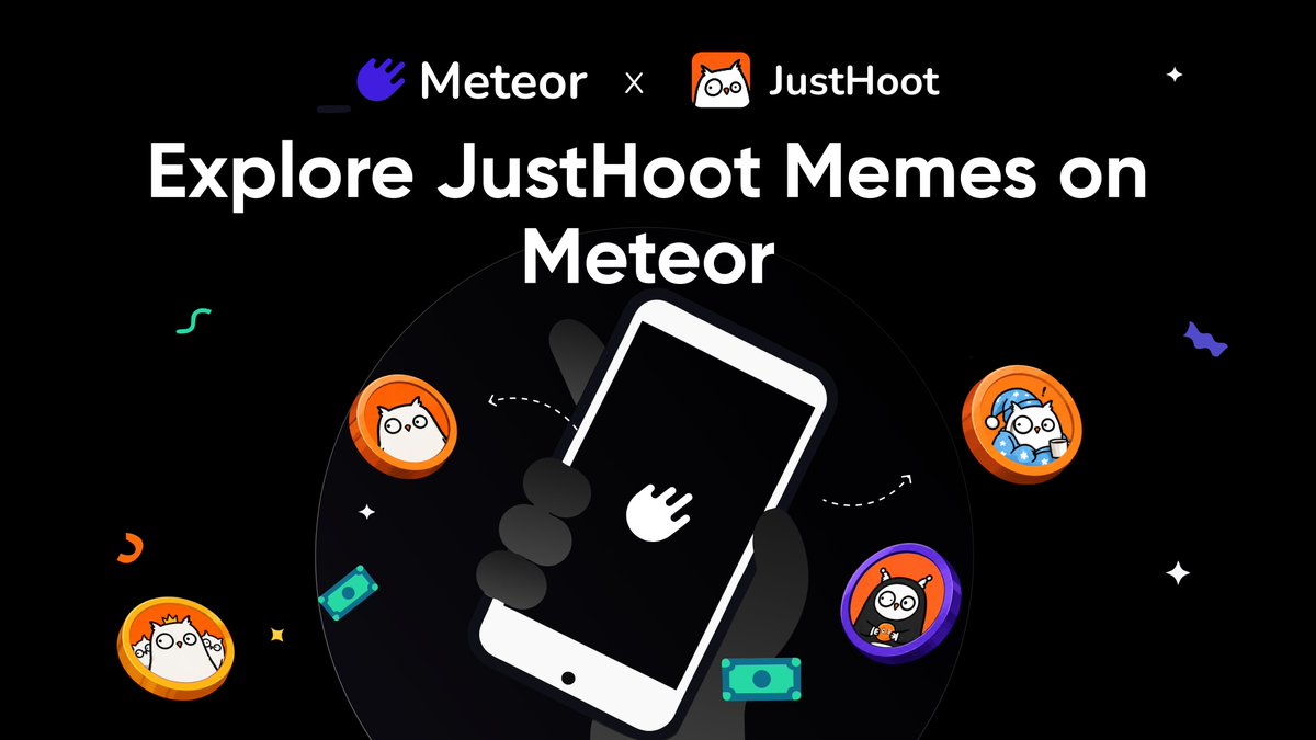 MeteorWallet's tweet photo. New memes on @justhootfun, now in your pocket. 🦉

Trade newly launched tokens directly in the Meteor Mobile App and get in early, while they're still on the bonding curve.

No wallet connection required. 
Your Meteor account connects automatically.

It's all on the explore page https://t.co/FlQZcfKk6g