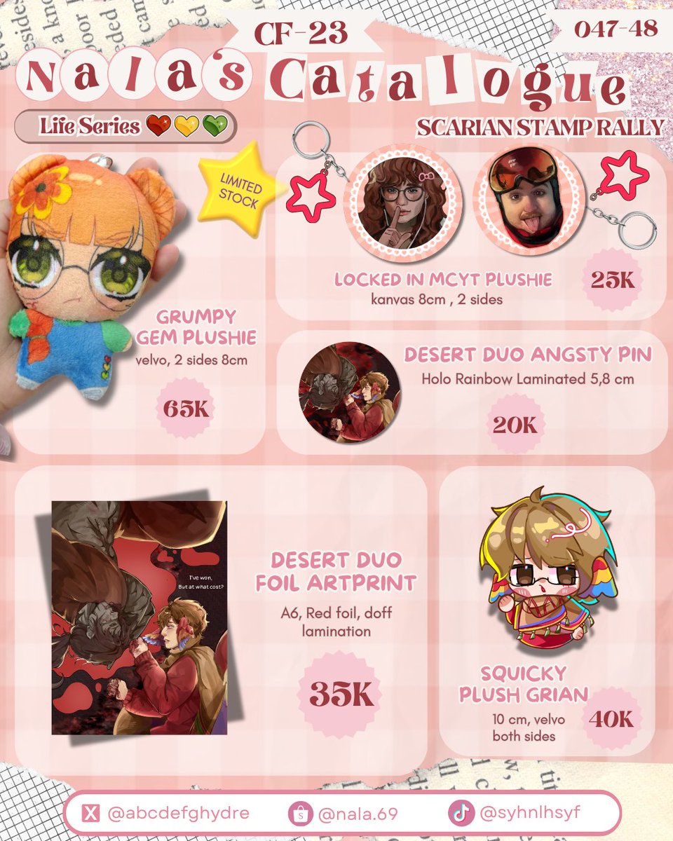 abcdefghydre's tweet photo. [❤&amp;🔁are very appreciated!]
Nala's #CF23 PO Batch 2

🗓️: 5-12 Oct 2026
✅: Both days Pick up only (OTS)
📚: MCYT, Pandavva, Hololive Justice, F1, Obsession, Adventure Time, Original
🔗: https://t.co/z1qMgSSqra

#Comifuro23 #Comifuro23Catalogue #WTS #Pandavvarung https://t.co/cFd5snggxB