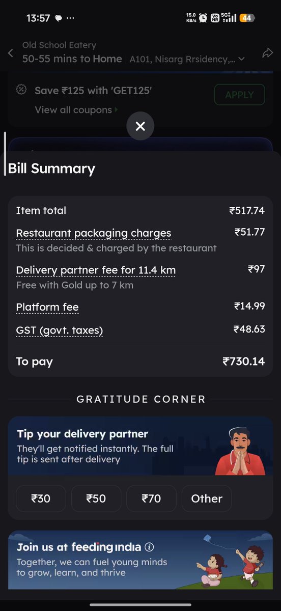 mandarthedon19's tweet photo. @zomato @Zomato_india why the hell so many charges? Ultimately I cancelled the ordering. दिन दहाड़े लूट. https://t.co/GwHXq1rtLC