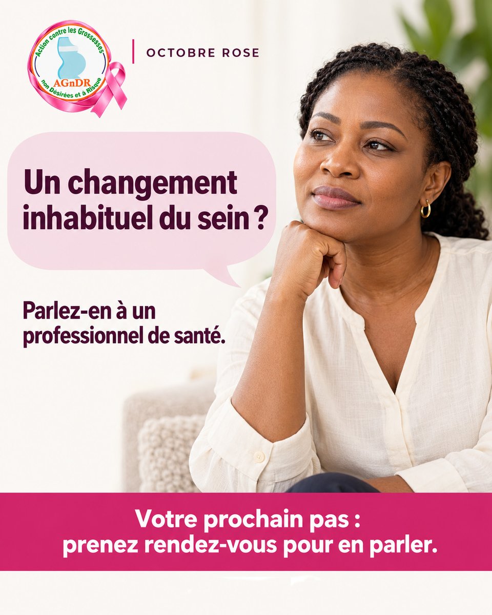 CoalitionAgndr's tweet photo. Un changement inhabituel du sein ? Parlez-en à un professionnel de santé.
#octobrerose #cancerdusein #AGnDR #amplifychange https://t.co/44WeZ0iv0k
