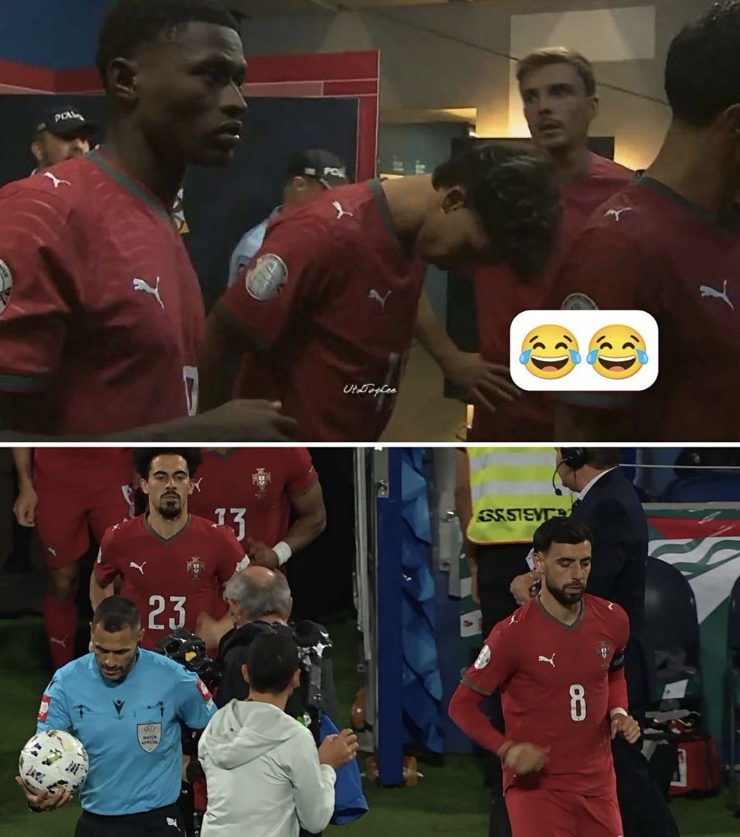 utdshows's tweet photo. 🚨🎙️ Rio Ferdinand on Portugal players waiting for Bruno Fernandes to lead them out of the tunnel:

🗣️ “I noticed something during the Portugal vs Norway match.

When the Portuguese players were about to come out of the tunnel, they all waited for their captain, Bruno Fernandes, to lead them out.

I was like, ‘Wait a minute… these players know how to wait for their captain to lead them out of the tunnel?’

Because we never really saw things like this when Cristiano Ronaldo was their captain.

And honestly, I can now understand why some people believe those players didn’t actually want Ronaldo around.” 👀