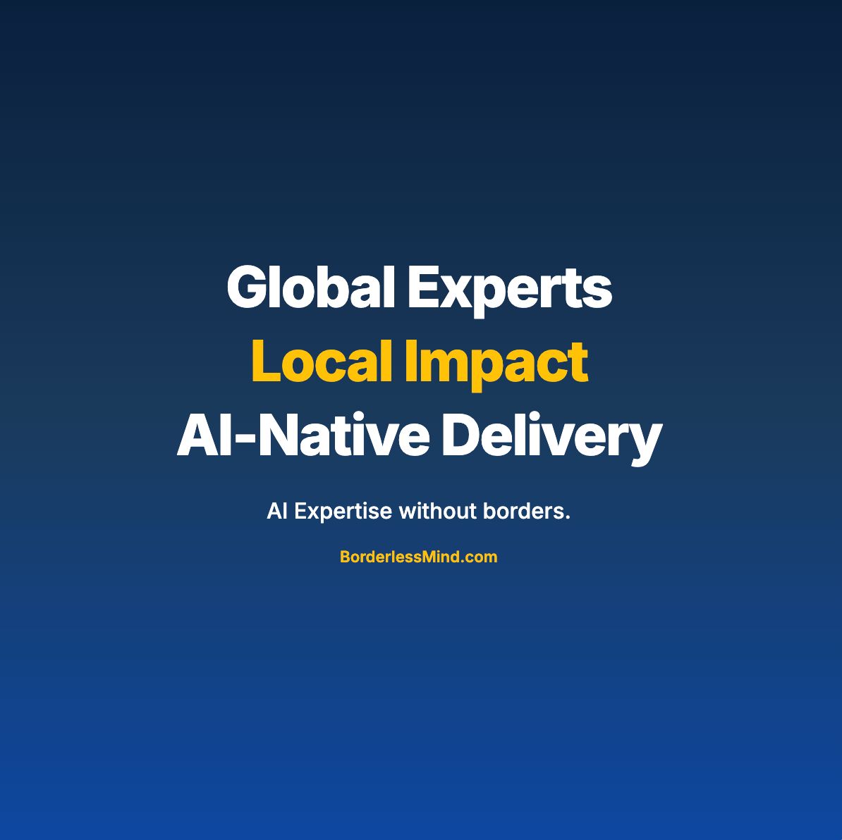 borderlessmind's tweet photo. Global Experts. Local Impact. AI-Native Delivery.

The best AI talent isn't limited by geography. BorderlessMind connects you with global AI-native experts who deliver real local impact. 

Read more: https://t.co/ej0NEAEgxX

#AIExpertise #GlobalTalent #AINative #RemoteHiring https://t.co/DTAEwZp67U