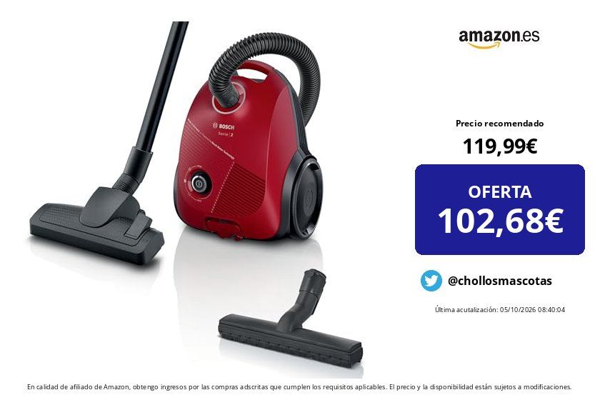 ChollosMascotas's tweet photo. ❌ Precio recomendado: 119,99 €
💶 OFERTA: 102,68 € (-14%)
✅ Cómpralo aquí 👉 https://t.co/5laafqpNw0
Bosch - Aspirador con Bolsa, Serie 2, Ligero, 3,5 litros, Rojo, BGBS2RD1
#aspirador #aspiradora https://t.co/YLRgmLgXp7