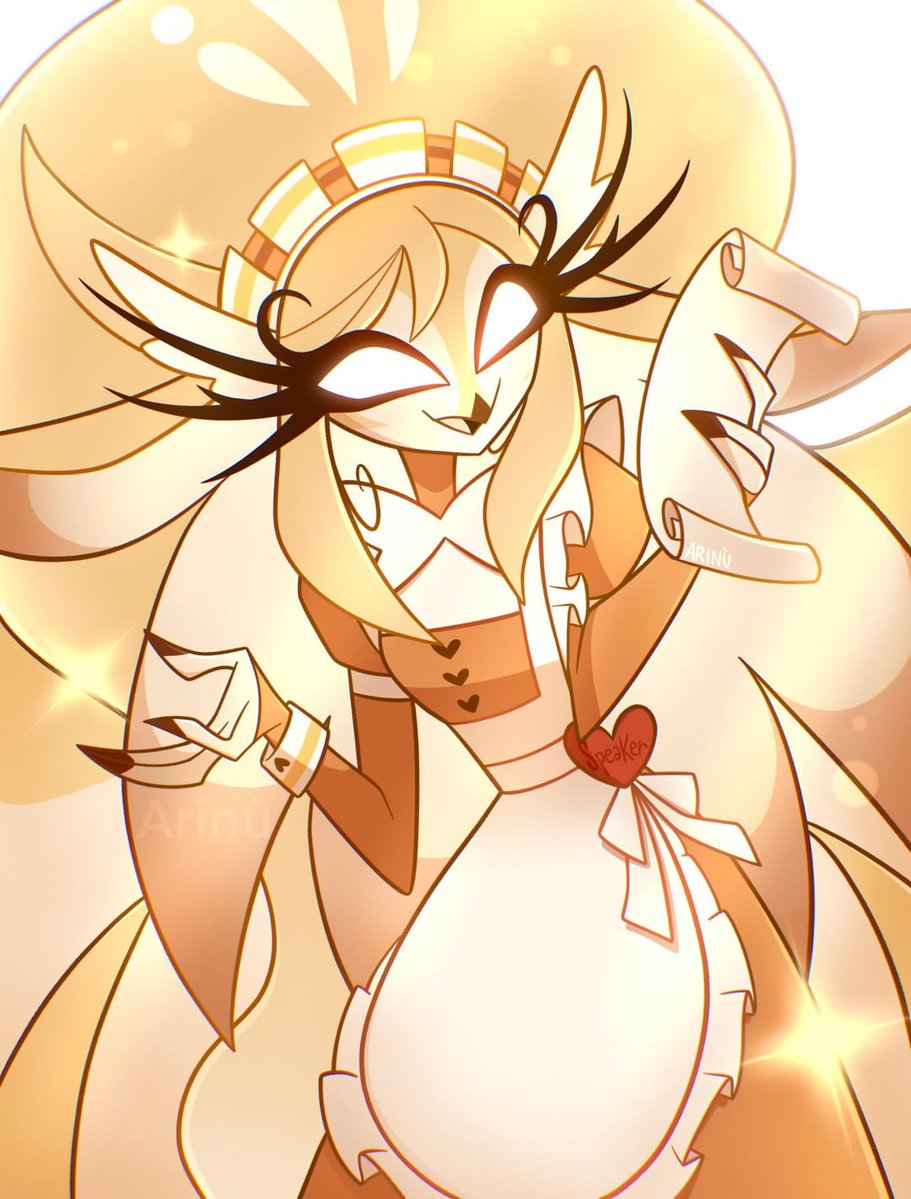SleepyLewdSheep's tweet photo. "Oooh my ... this is a bit embarassing ..." 

The Speaker had been slowly adjusting to life here in hell. She had to, of course, find a way to survive and has gotten herself a job at a diner.

"Ahh! G-Good morning, [reader] ... what can I get you for today?" https://t.co/A79r8ZkA8h