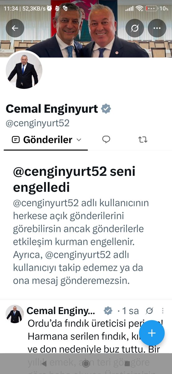 Perihan91818552's tweet photo. @prusyas_plus @cenginyurt52 Ben adama küfür etmedim hakaret yok eleştirmedim bile kendi videosunu paylaştım sonuç 👇😡
#CemalEnginyurt https://t.co/arLTaTPIC3