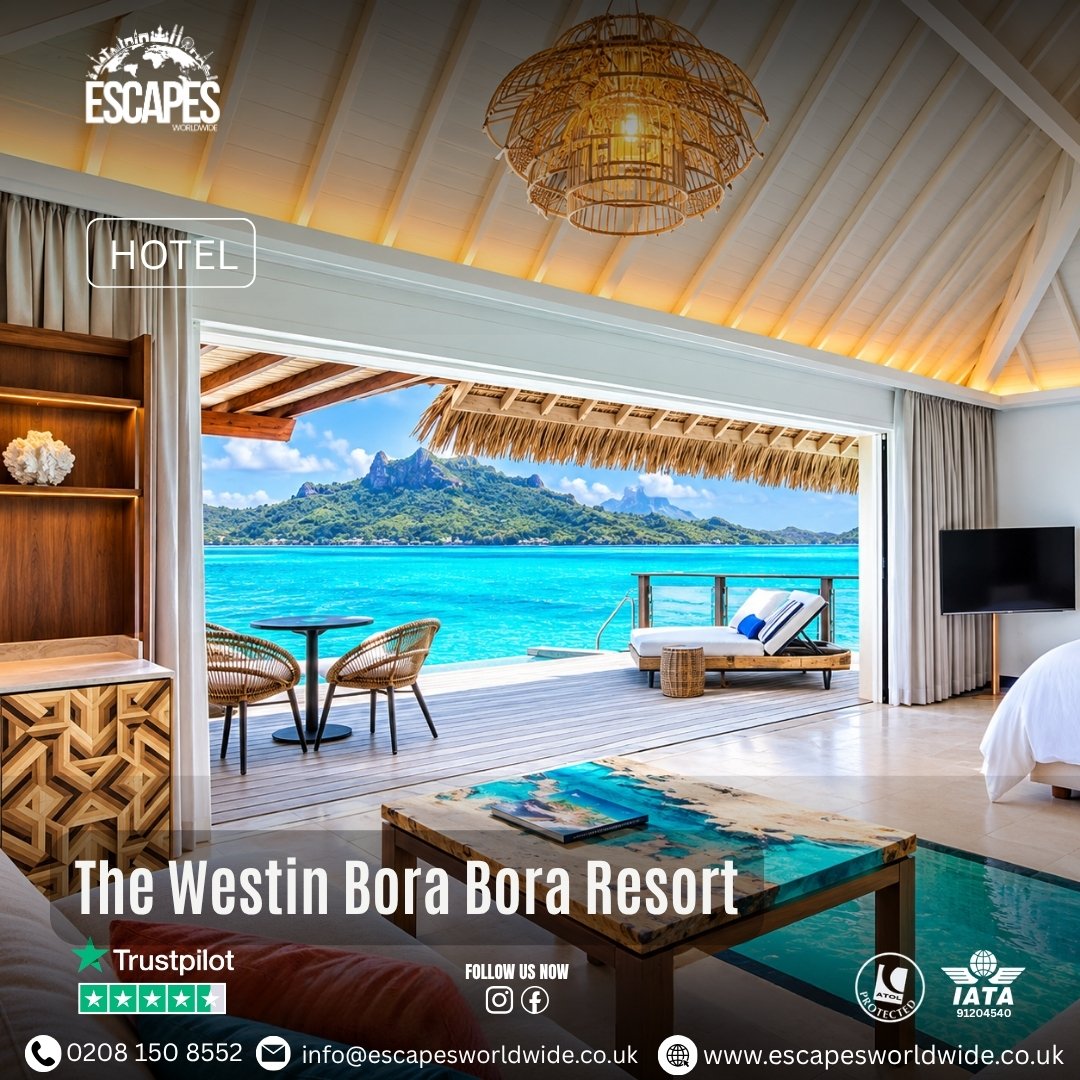 sollabag's tweet photo. Bora Bora is calling. Explore pure tropical luxury at The Westin Bora Bora Resort, from overwater bungalows and marine life to turquoise-water dining, sunset sails and stargazing. Save for inspiration and message us to plan your tailor-made getaway. https://t.co/cFSoifXnk1