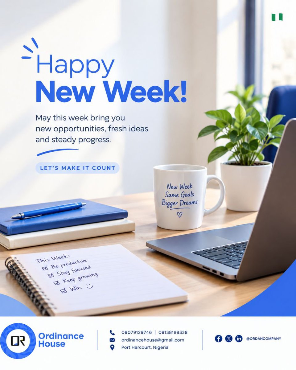 ordahouse's tweet photo. New week. Fresh opportunities. 💙

Show up, stay focused, keep learning, and make this week count.

Happy New Week from Ordinance House! ✨
#HappyNewWeek #OrdinanceHouse #complexmadesimple https://t.co/kdwf5EIwWD