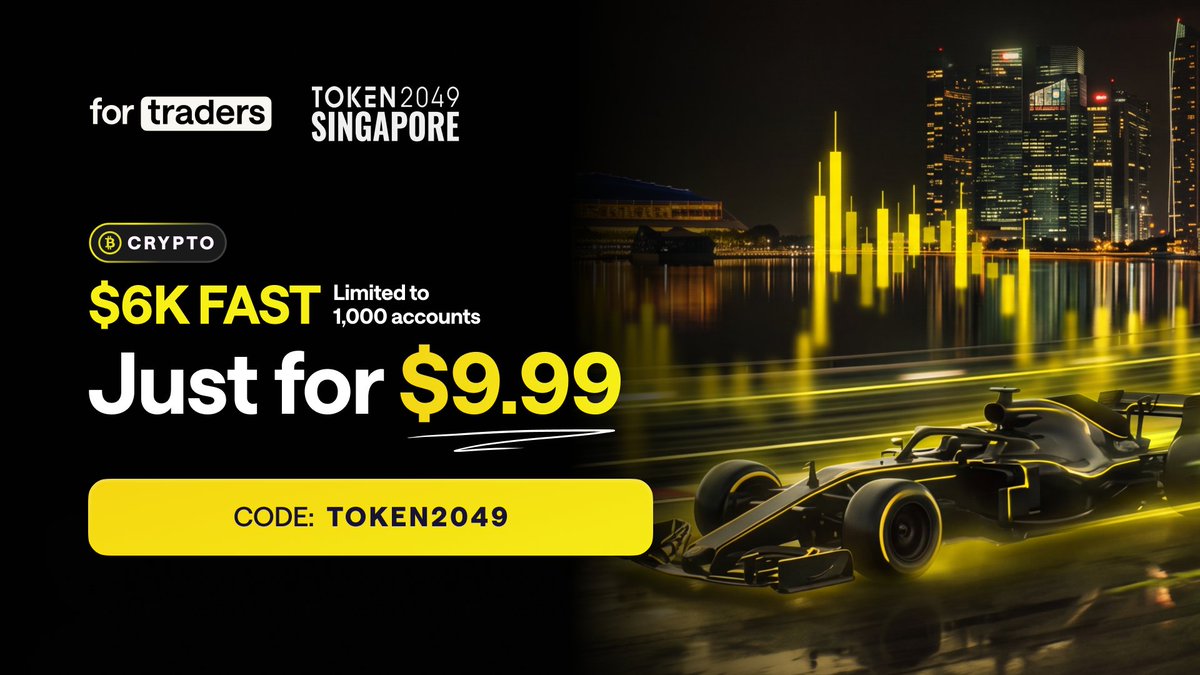 fortraderscom's tweet photo. $6K Fast Crypto for just $9.99 with code TOKEN2049!

We're heading to @token2049 , the world's biggest crypto conference, so we're dropping 1,000 accounts at this price. 

https://t.co/Wd3LgLd4ki https://t.co/4Qf42lpmAr