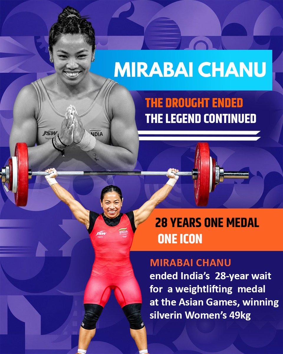 DoPTGoI's tweet photo. The wait was finally over, and Mirabai Chanu was the one to end it! Her silver in Women’s 49kg had added another legendary chapter to Indian weightlifting. 💪🥈
#BharatKiChampions https://t.co/fPpVEeTQ3D