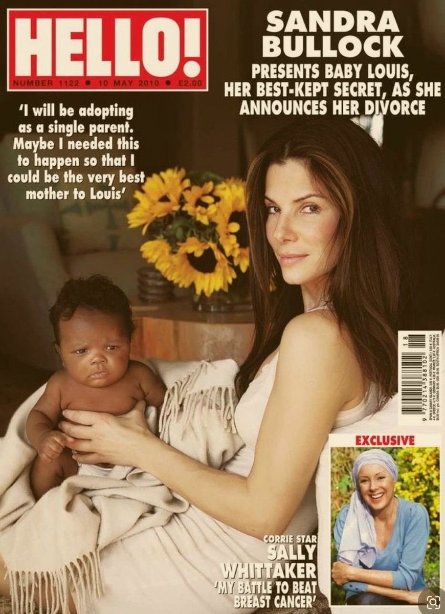 tweedlepinkee's tweet photo. This is "the look" a lot of satanists give to the camera when they've freshly sodomized an infant. That is "the frown" of a freshly sodomized infant. You see celebrity baby pictures long enough, the pattern of "The Look" paired with "The Frown" starts becoming recognizable to you. Sandra Bullock and newly adopted baby Louis.