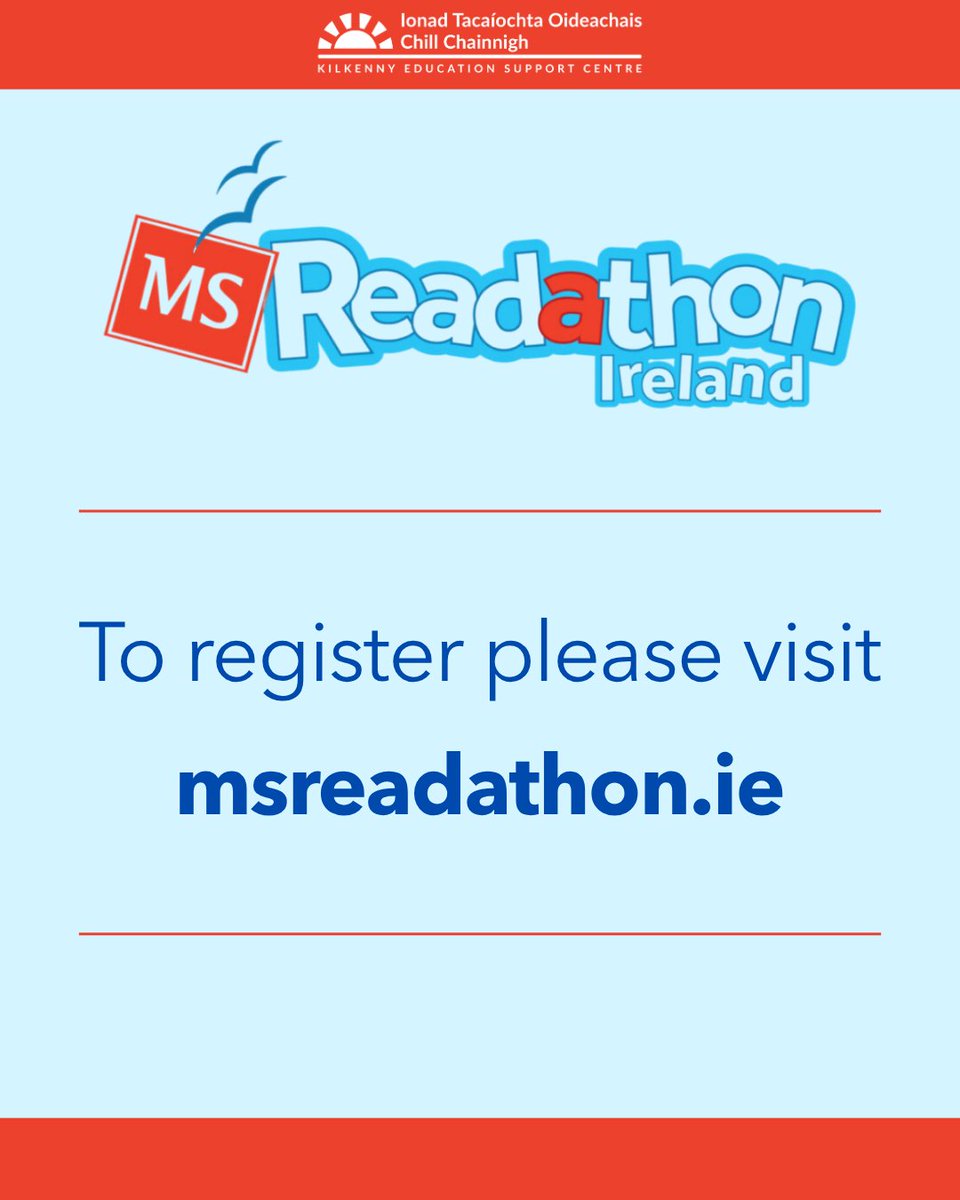 eckilkenny's tweet photo. Join MS Readathon Ireland this November and inspire a love of reading while supporting people affected by MS across Ireland.
✨Read books
🏅Earn rewards
💙Raise funds
🎁Win prizes
Register now at https://t.co/BTP9NTH9UH
#MSReadathon #ReadingForFun #PrimaryEducation #KESC https://t.co/bTWbinz4ya
