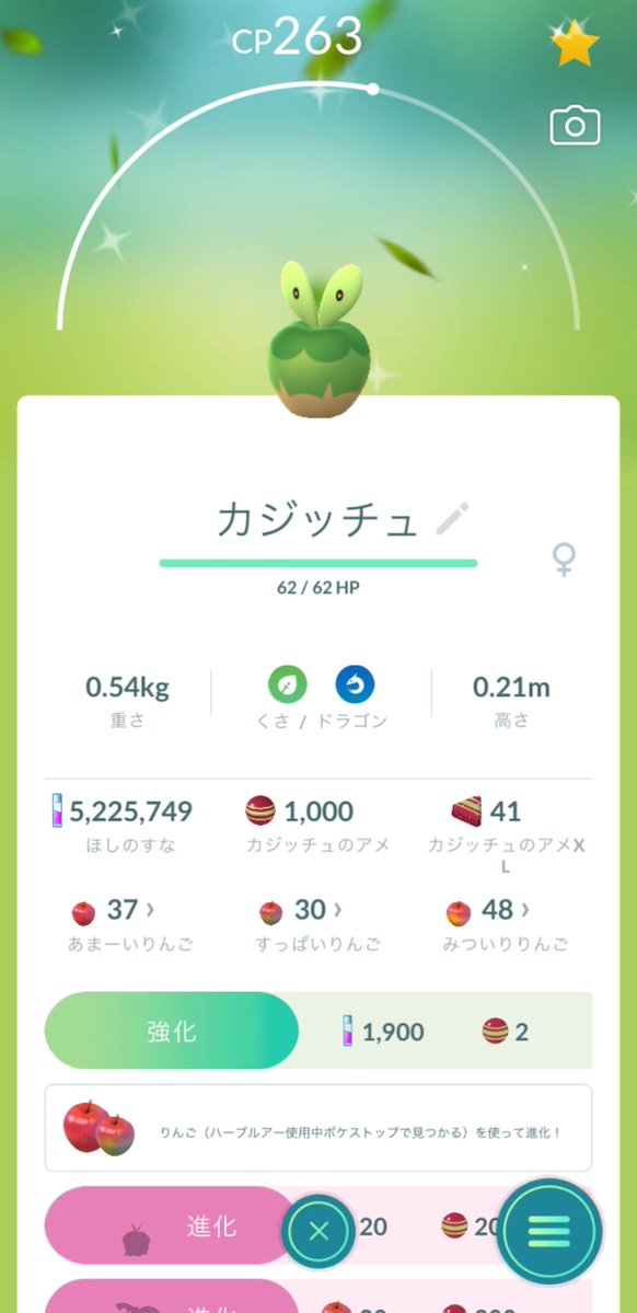 papapppine's tweet photo. 最後が色違いでアメ1000個になったの気持ち良すぎ
#ポケモンGO #収穫祭 #カジッチュ https://t.co/KARYzO1fy6