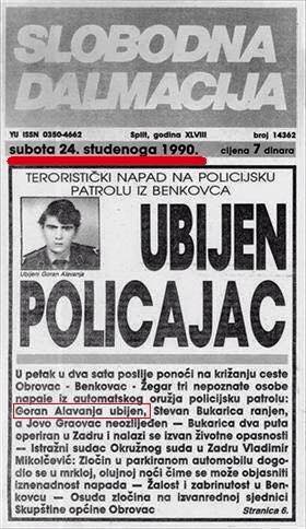 StariPragista93's tweet photo. Србин Горана Алавања из Д. Карина крај Бенковца, 22/23.11.1990. на дужности у униформи Полиције Хрватске. С колегама Стеваном Букарицом и Јовом Граовцем из Станице Милиције Бенковац, СУП Задар, у службеном аутомобилу, раскршће путева за Задар, Обровац, Книн.
Прва жртва рата у ХР! https://t.co/EygegFfE4H