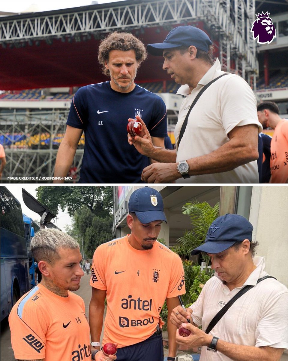 PLforIndia's tweet photo. Robin Singh teaching cricket to Diego Forlán and Ronald Araújo was not on our bingo card 😆

@robinsingh1409 | @LFC https://t.co/04UpqR4PJW