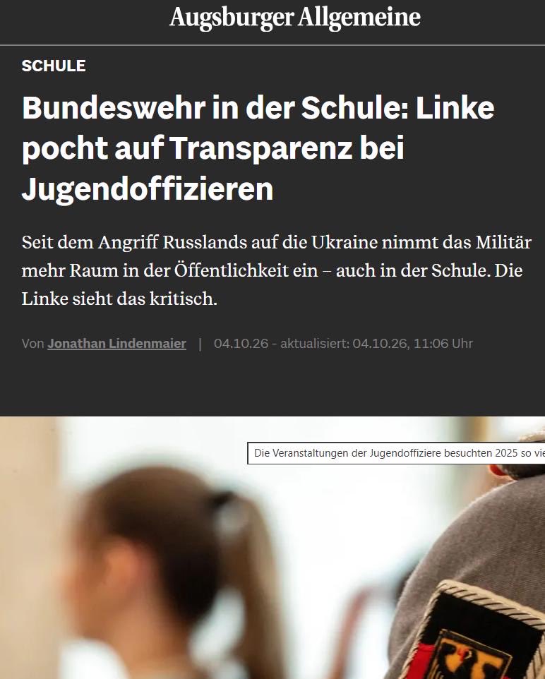 NicoleGohlke's tweet photo. Meine Kleine Anfrage an die Bundesregierung zeigt:
Was die Jugendoffiziere an den Schulen den Minderjährigen präsentieren, wird gar nicht erfasst.
Eine demokratische und pädagogische Kontrolle der verwendeten Materialien ist schlicht unmöglich.
Ich sage: Schluss mit der militärischen Einflussnahme, die Bundeswehr hat im Klassenzimmer nichts verloren!