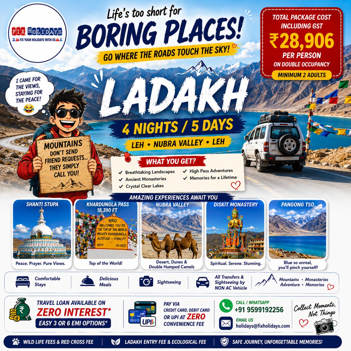bomberbfc's tweet photo. Warning: Ladakh may cause serious wanderlust. 4 Nights | 5 Days
Leh, Nubra Valley, Pangong Lake

Starting at ₹28, 906 per person, including GST. Zero-interest travel loan and easy EMI options available. Because mountains don’t send friend https://t.co/vonUdDkqmC