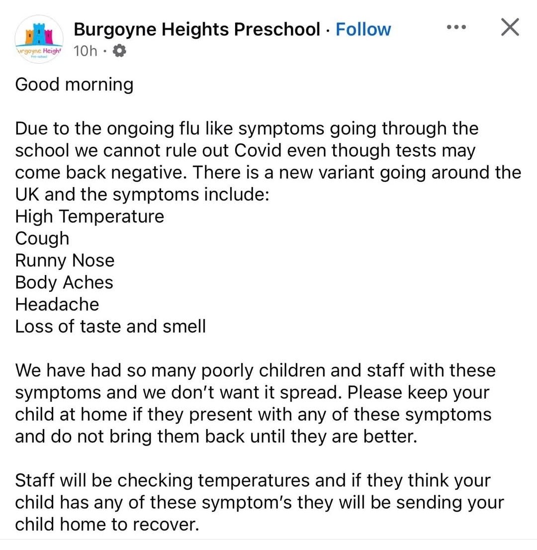 cv_cev's tweet photo. Surprising message of the day!

Eliminating infectious children from the classroom helps the individual child to recover, and it protects everyone else from infections. 

Well done this preschool! 👏👏👏 https://t.co/aM0hLrQ86T