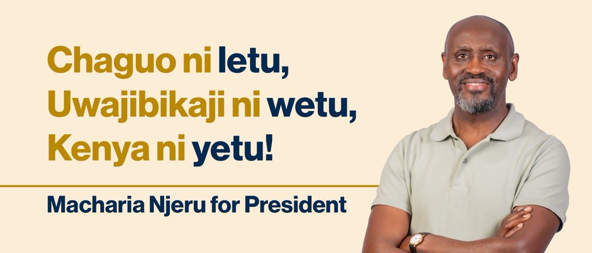 MachariaNjeru's tweet photo. Today, before God and before you, I declare my intention to run for the office of President of the Republic of Kenya in the General Election of Tuesday, 10 August 2027.
I will take every legal and constitutional step to present myself to you as a candidate for President.
I know the size of this undertaking. And I know that I will not undertake it alone.
#PamojaNaMasha