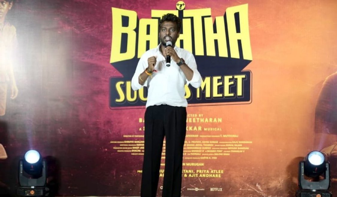 AVinthehousee's tweet photo. .@Atlee_dir : I wish to take #Baththa to the Oscars. It’s just a dream for now, but I’m determined to make it a reality. If not with #Baththa, then I’ll do it with #Raaka. And if I ever stand on that Oscar stage, I’ll speak only in Tamil. 👏 https://t.co/5veafQXFrX