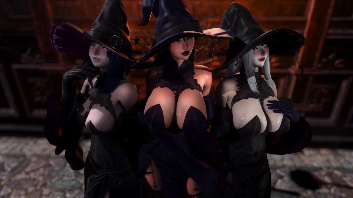 ExcelsiaXIV's tweet photo. Femra witches (made by @HeliaXIV , with Helia and @Ilyria_XIV ) https://t.co/sfXRNgV4zv