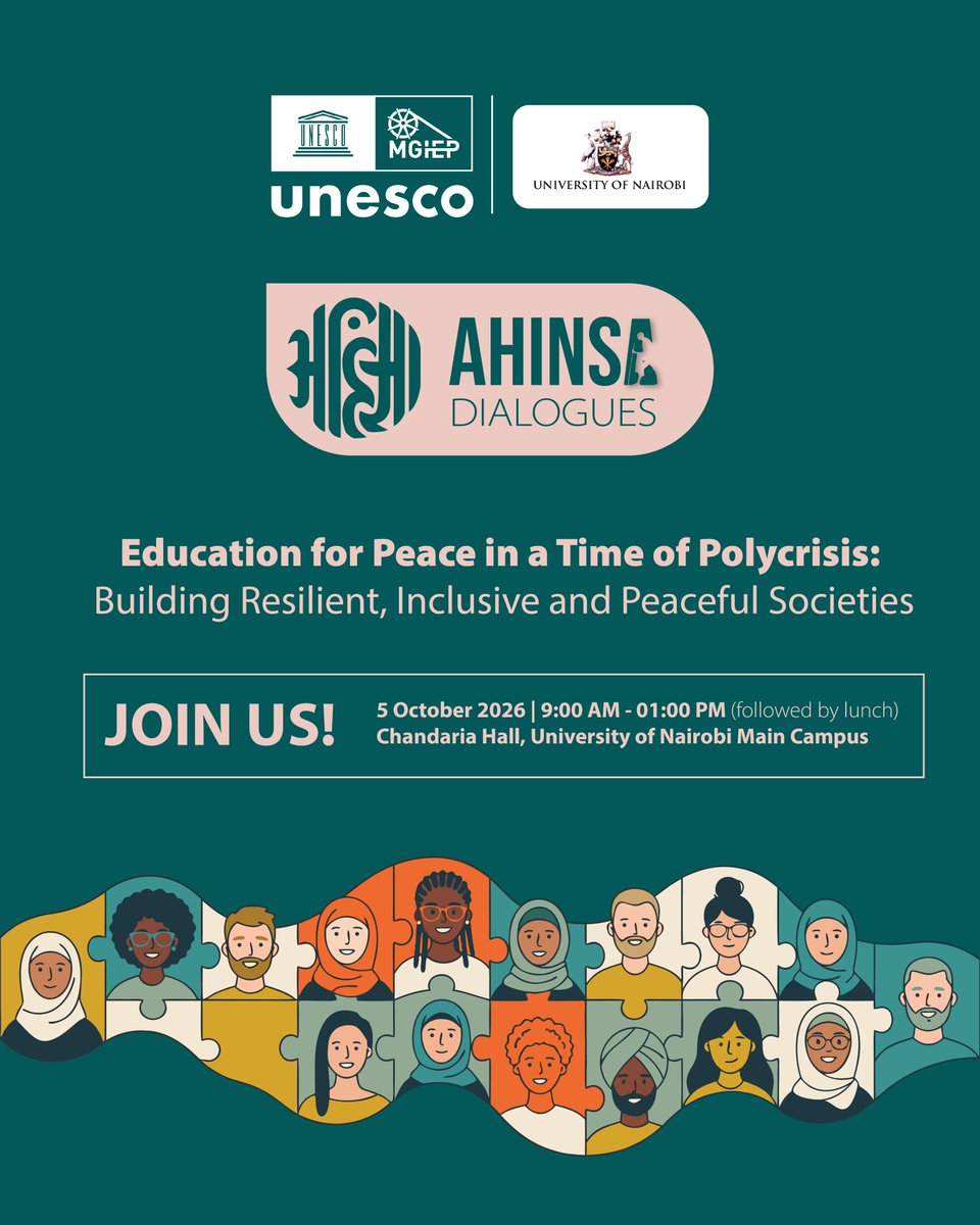 UONFST's tweet photo. The University of Nairobi  in partnership with @UNESCO_MGIEP  is commemorating the #InternationalDayofNonViolence through the #AhinsaDialogues &amp; Lecture  to explore how education can advance peace, inclusion &amp; resilience in today's global challenges.   #EducationForPeace @uonbi https://t.co/2Wme6Z3v9t