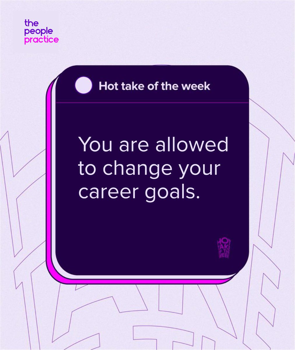 ThePeoplePract's tweet photo. Your career goals aren’t a life sentence. What you chose at 22 was based on what you knew at 22, and you’re allowed to upgrade the plan as you grow. 

You can switch lanes and rewrite the goalpost as many times as it takes to get it right. 

#thepeoplepractice #careergoals https://t.co/BU47s9esed