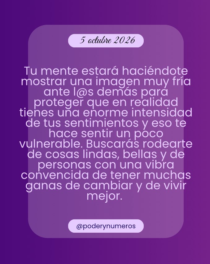 poderynumeros's tweet photo. 5 de octubre de 2026. Esquema numérico profundo de hoy. Guía para fluir con el universo. #fypシ゚ #conexión #alma #universo #reflexión #motivación #espiritualidad  #pitagoras #hoy #empoderamiento #energia #serfeliz #autoconocimiento #views #viral #consultasonline #5oct2026 https://t.co/cWlKG4pRSy