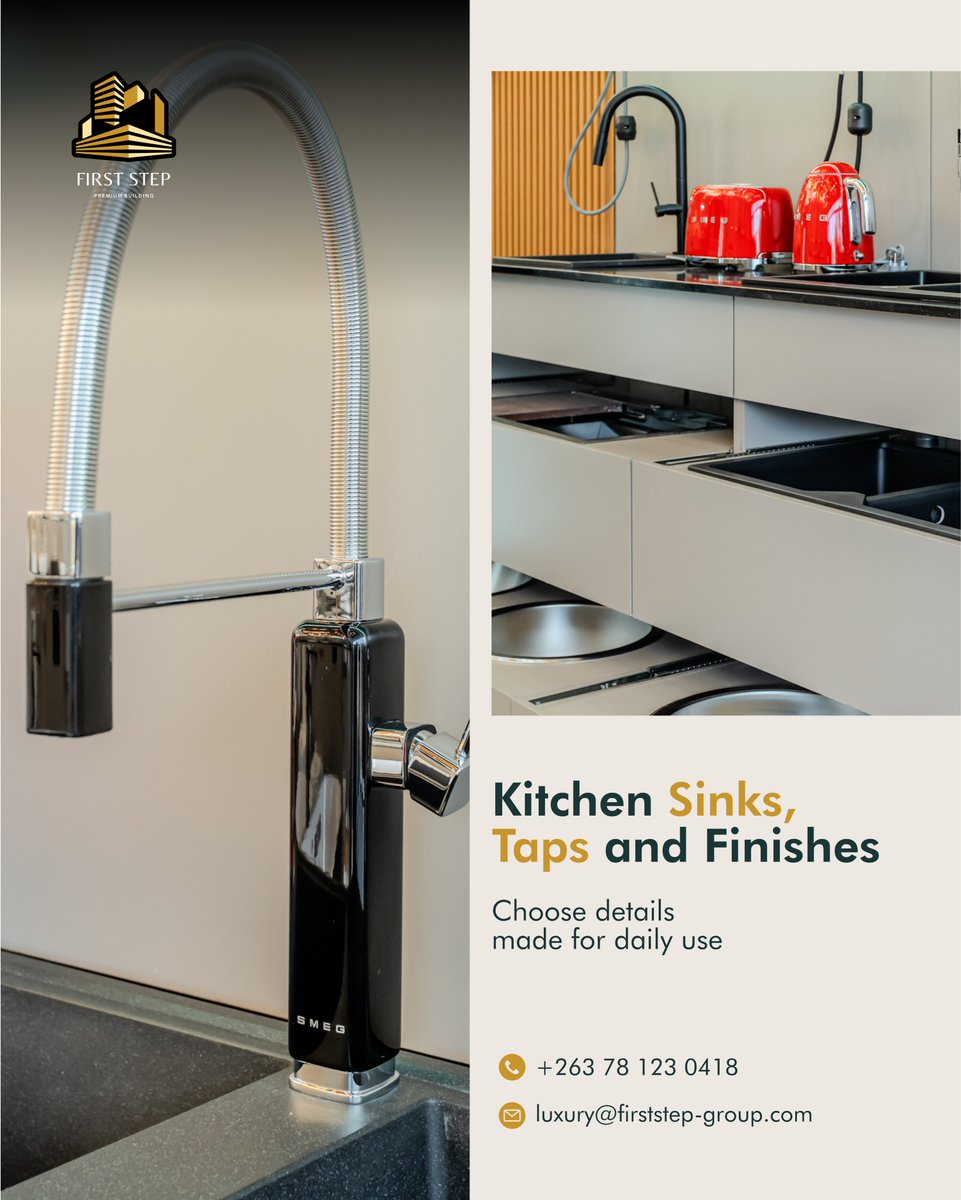firststepgroupp's tweet photo. A beautiful kitchen is built into the everyday details.

The sink, the tap, the surface finish, and the appliance choices all shape how the kitchen looks and works.

Explore #kitchenfinishes: https://t.co/865l5bkJs2

#KitchenDesign #KitchenDetails #FirstStepPremiumBuilding https://t.co/plIG8zcGuB