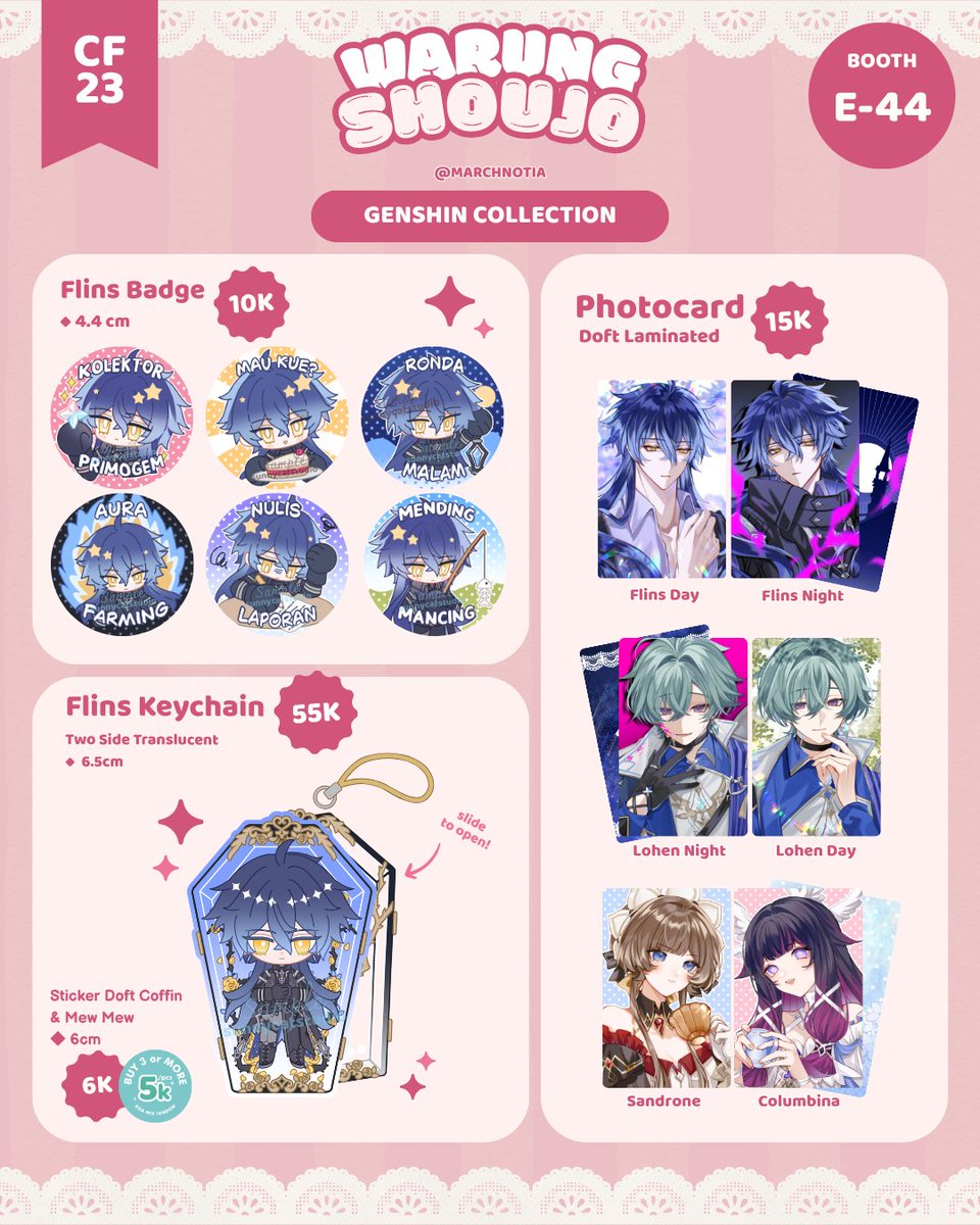 nadhh20's tweet photo. Open PO kilat untuk CF23! RTs are appreciated~

Original Comic, Genshin Impact, Honkai Star Rail, Nijisanji JP, Persona Series ✨

🗓 PO available until 10 October 2026
📦 Pick Up (SunnyCat Studio x Warung Shoujo E43-44) / Mail Order
🔗 https://t.co/2PifxqDo8B
#CF23 #Comifuro23 #GenshinImpact #Nijisanji #HonkaiStarRail