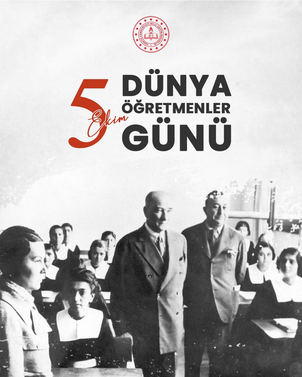 tcmeb's tweet photo. ✍🏻 Medeniyetler, Öğretmenlerin Omuzlarında Yükselir 💐

Bir öğretmenin yaktığı ışık, bir çocuğun merakını düşünceye; düşünceyi bilgiye; bilgiyi ise insanlığın ortak mirası olan “medeniyet”e dönüştürür.

Dünyanın bütün toplumlarında öğretmenler, insan yetiştirme sanatının icracısı; gelenekten geleceğe kültür, tarih ve medeniyet aktarıcısıdır. 

İnsanlığın yüzyıllar boyunca biriktirdiği bilgi, değer ve tecrübenin yarınlara emanet edildiği en kıymetli yer sınıf; bu emaneti taşıyan en güçlü kılavuz öğretmendir.

Başöğretmen’imiz Gazi Mustafa Kemal Atatürk’ün “Öğretmenler, yeni nesil sizlerin eseri olacaktır.” sözüyle işaret ettiği büyük sorumluluğun izinde geleceği kuran, nesillerimizi yetiştiren, kadim medeniyetimizi yaşatan tüm öğretmenlerimizin “5 Ekim Dünya Öğretmenler Günü” kutlu olsun. 💐