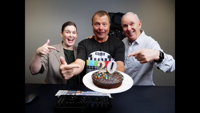 Warren celebrating 20 years with Louise and Dave from fxphd