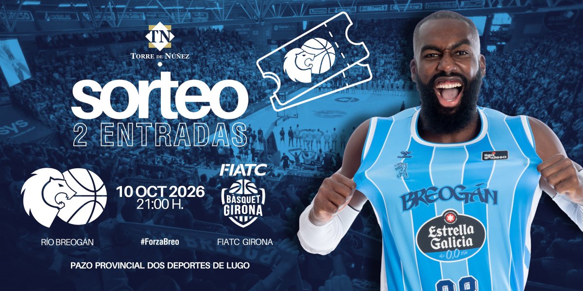 torredenunez's tweet photo. 🎟️🏀 ¡SORTEO DE ENTRADAS! 🏀🎟️ 

Este sábado hay partidazo del @CBBreogan y tu puedes hacerte con 2️⃣ entradas 🙌

👉 Sigue a @TorreDeNunez
👉 Haz RT
👉 Menciona con quién te vienes 😎

#ForzaBreo #sorteo #patrocinio https://t.co/JTxaA0KXgs