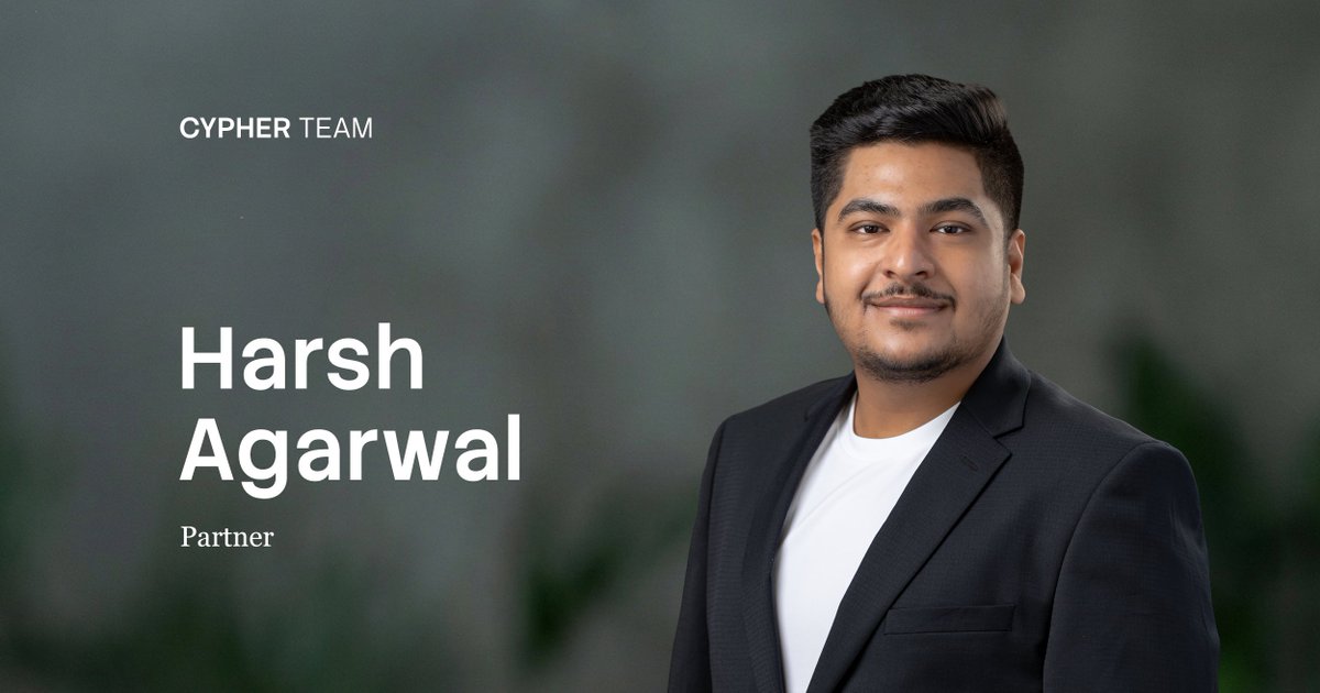 cypher_capital's tweet photo. He started by mining Bitcoin. Today, he’s a Partner at Cypher Capital.

We’re pleased to announce the promotion of @HarsAgarwal to Partner.

Harsh’s journey in digital assets began over a decade ago with a Bitcoin mining rig - long before the asset class entered the institutional mainstream. That experience across multiple market cycles has shaped the conviction, discipline and perspective he brings to investing today.

At Cypher, Harsh has played an instrumental role in building our investment platform. He helped shape our legacy fund, backing foundational ecosystems including Solana, Sui, TON, Polygon, Ethena and Sei, before taking on a key role in the development and growth of our multi-strategy hedge fund.

As Partner, Harsh will oversee the fund across digital assets and equities, helping lead its next phase of growth.

The entire Cypher team congratulates Harsh on this well-earned milestone. We look forward to what comes next.

Congratulations, Harsh! From the entire Cypher team.