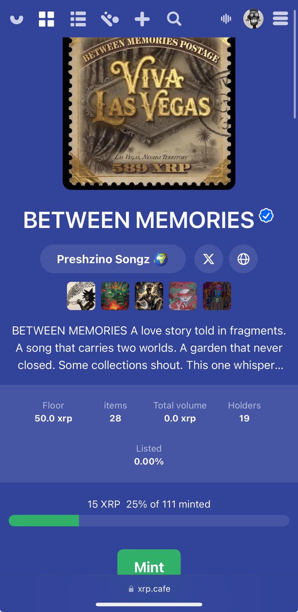 preshzinosongs's tweet photo. GM GM Legends 👑👸

Do you know some things don’t stay in the past? They wait in the space between what you kept and what you lost.

🚨“BETWEEN MEMORIES” is that space, sealed as 111 unique 1/1 music and FINE ART NFTs on the #XRPL @xrpcafe 

A private archive of a love that refused to end when the night did. The dessert after midnight. The film in the dark. The season that turned while you were still talking. 
👨🏽‍💻The last night Spaces on #X 
🤷🏼‍♂️The story told twice because neither of you wanted the last page.

💣Afroseduction Vibes and Persian lyric meet and refuse to translate. One pulse. Music by @preshzinosongs 

Vocals and 111 original 1/1 masterpieces by @NTavallaee 
Produced by @SOLIDBEATZZ 

‼️MINT NOW‼️ https://t.co/1ECWi3YcyE

Neda’s verse calls the lover little glow worm and invites them back to the garden of the heart ♥️ the one that never closed. 
She didn’t only sing it. She painted the weather of it. 
🚨Each piece is a stamped letter from a shared life; small, precise, impossible to duplicate.

What you hold is not a file. It is a room you can walk back into. Play it once and it is a track. Play it after the mint closes and it is a timestamp only you will fully understand. 

☣️Sealed on XRP so the memory does not fade when the feed does.
25% already gone. The rest is still waiting for the people who know what it means to keep something.🤯

NOTE ‼️When BETWEEN MEMORIES mints out, every holder receives a free mint of one of 50 additional 1/1 masterpieces. Not a bonus. Another letter, sent only to those who already kept the first ones.

XRP has Afroseduction music NFTs. #BetweenMemories #XRPL #MusicNFTs