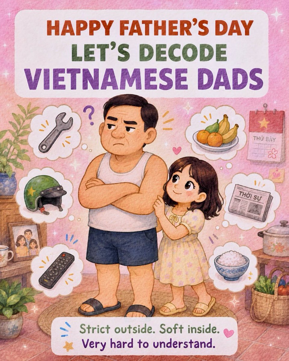_BiiaTriz's tweet photo. Vietnamese dads are a language of their own. Happy Father’s Day to the strict-outside, soft-inside Vietnamese dads. How do you call your dad? https://t.co/u76dnmDBnY