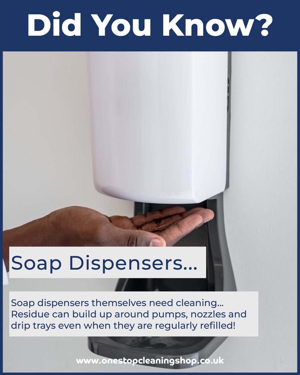 OSCSuk's tweet photo. 📢DidYouKnow?

Soap Dispensers... 👀

Soap dispensers themselves need cleaning... Residue can build up around pumps, nozzles and drip trays even when they are regularly refilled! 👀

#didyouknow #ecofriendly #environmental #cleaning #save #refill #reuse #recycle #soap #dispensers https://t.co/MGN840ZMSa