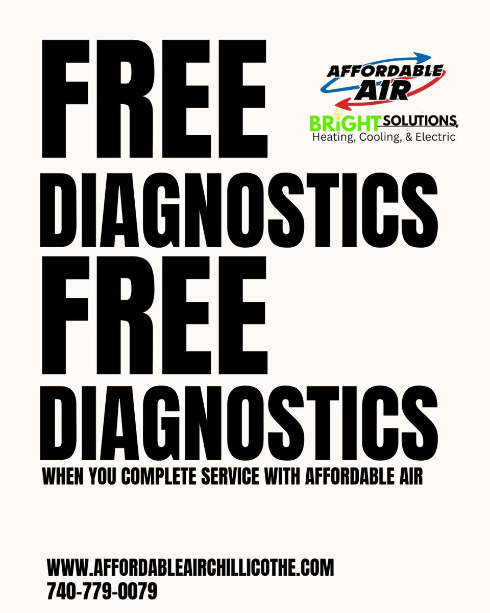aairchilli's tweet photo. Hot and cold spots, poor airflow, rising utility bills or frequent cycling? 🔧 Complete your HVAC service with Affordable Air and your diagnostic fee is FREE! Let our trained technicians restore your comfort. 🏠

📞 740-779-0079  
🌐 https://t.co/Vlb1ARrfF5

#HVAC #ChillicotheOH https://t.co/1DW6B5tcMv