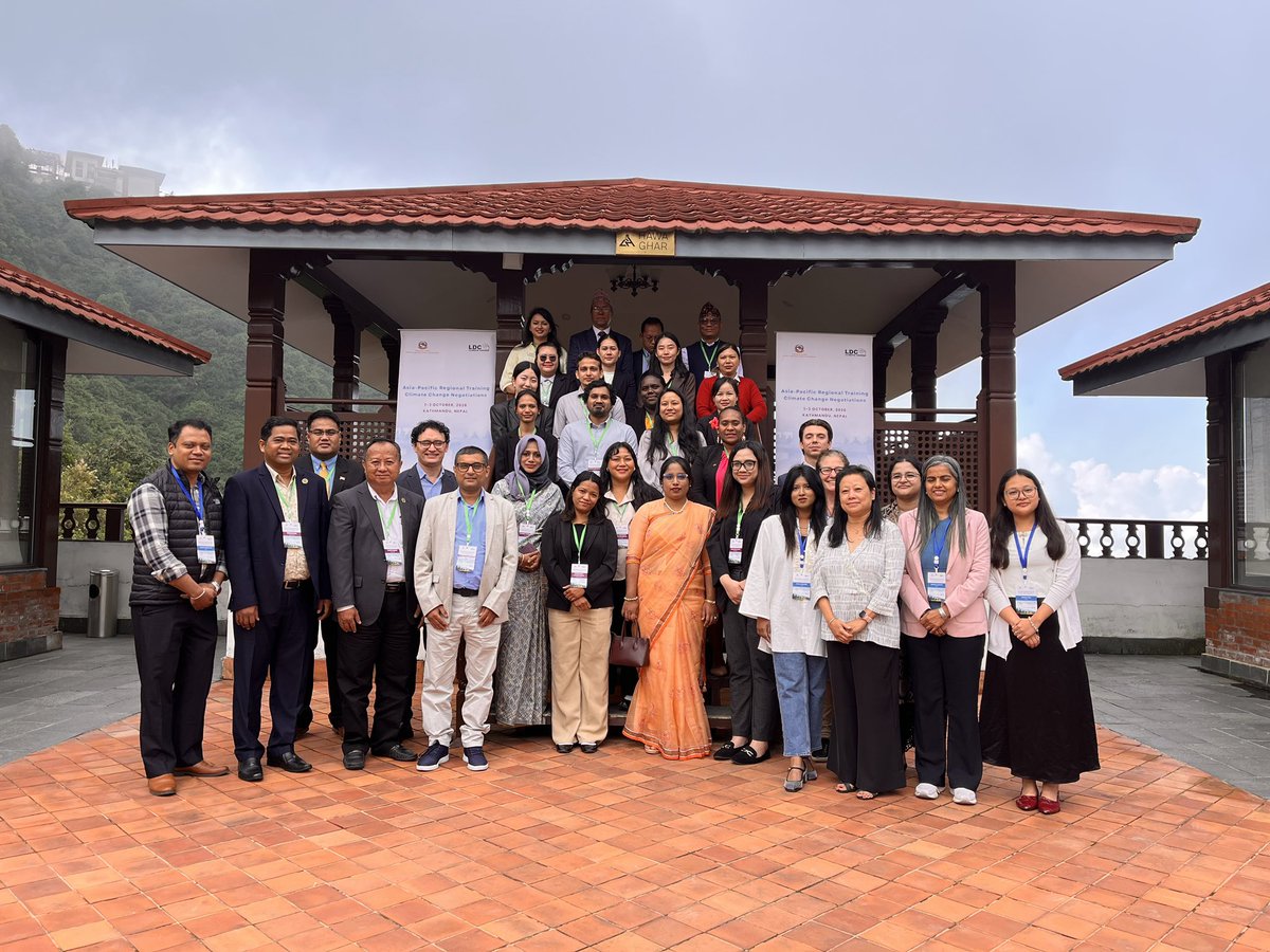 LDCChairUNFCCC's tweet photo. Nearly 30 negotiators from 12 Asia-Pacific countries gathered in Nepal to strengthen their UNFCCC negotiating skills, advance national priorities and amplify the voice of climate-vulnerable countries.
#LDCGroup #UNFCCC #ClimateNegotiations https://t.co/YCG981eiz5