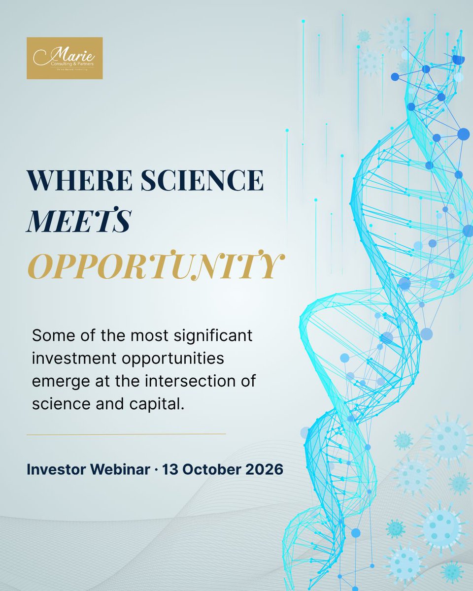 Marieconsultng's tweet photo. Some of the most significant investment opportunities begin not with a financial model — but with a problem worth solving.

This week, we explore what happens when science and capital intersect.

#LifeSciencesInvesting #PrivateEquity https://t.co/IZpZ85Ro0e