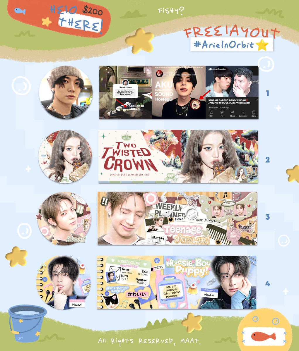 impllus's tweet photo. help repost? ada giveaway layout, thank you! #zonauang 

🍃 ... since today is Arie @peanyair birthday! 🥳₊ 𓄹 
ada FREE LAYOUT untuk 4 orang pemenang, katalog di bawah ini. yuk ikutan, caranya : 

☆‌ ₊ klaim by reply.
☆‌ ₊ end 6 Okt, 18.30 wib.

boleh cek nama katalognya di ALT yaaa #ArieInOrbit⭐️