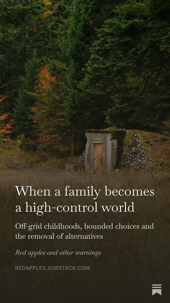 UnlockingBirth's tweet photo. A child can love the adult who controls their world. That attachment can make harm difficult to name.

*When a Family Becomes a High-Control World* explores isolation, authority and the importance of relationships beyond the household. #cult 

https://t.co/AyVRmXsmTM https://t.co/tsnpeHZhML