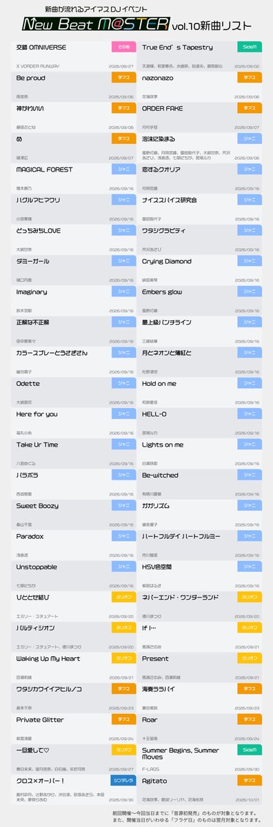 Z4CK_val's tweet photo. 明日は #ニュビマス‼️
とうとうやってきてしまいました
過去最大曲数、過去最大人数らしいです
本当によくわからないのがこれが平日なこと
新曲全てかかるのでMSPロスの人は絶対来ましょう担当の曲がかかりますよ
明日はキチゲ解放と行きましょう
よろしくお願いします！！ https://t.co/hVjCC5Mkc2
